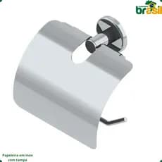 papeleira Suporte Papel Higiênico com Tampa em Aço Inox - Fixação Forte e Design Moderno