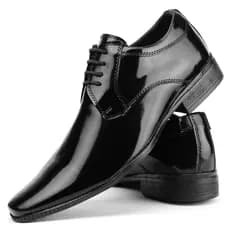 Sapato Social Masculino Envernizado Preto Liso Amarração
