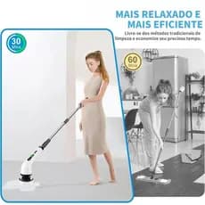 Escova de Limpeza Elétrica Rotativa Esfregão Multiuso Cabo Extensível Bivolt (9 em 1)