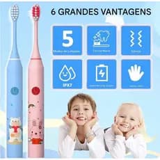 Escova de dentes elétrica sônica infantil 1 a 3 anos 100% impermeável cerdas macias seguras 4 cabeças