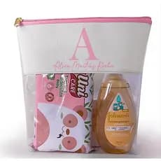 Necessaire Maternidade Higiene do Bebê Infantil Hora do Banho Personalizado com Letra Inicial e Nome