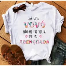 Camiseta Vovó Abençoada Chá Revelação  Presente para Avó  Blusa Feminina Estampada Gestante