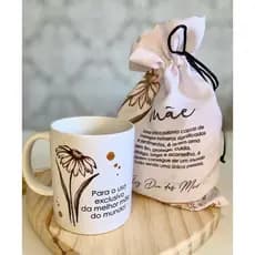 Presente Dia das Mães Kit Caneca Personalizada + Saquinho Lembrancinha