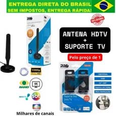 Suporte Para TV Universal Fixo + Antena TV Digital Interna Externa HDTV UHF VHF 3.5Dbi  Amp