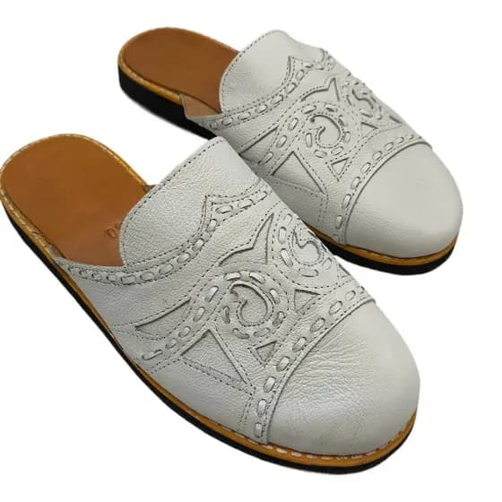 Mule de Couro Pantufas Promoção Couro Legítimo Branco