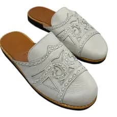 Mule de Couro Pantufas Promoção Couro Legítimo Branco