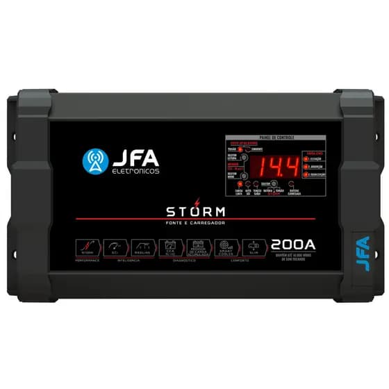 Fonte Carregador Automotiva Jfa 200a Slim Bivolt Voltímetro