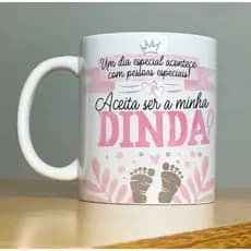 Caneca Personalizada Madrinha Dinda - Durabilidade e Cores Vibrantes