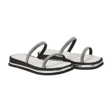 Rasteira flat Prata feminina moda strass