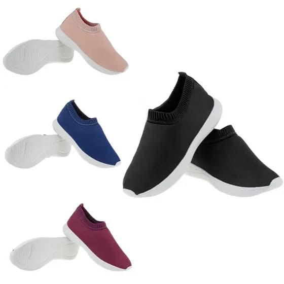 Tenis liso EC moda conforto tenis meia calce facil