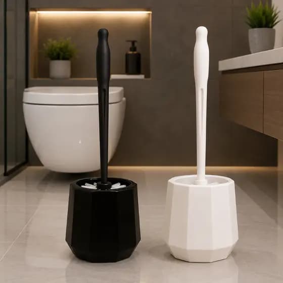 Escova Sanitária com Suporte – Escova para Vaso + Cabo Ergonômico e Cerdas Resistente