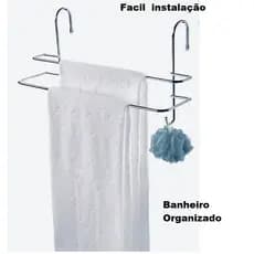 Suporte Duplo Porta Toalhas Toalheiro Box Cromado 43 cm