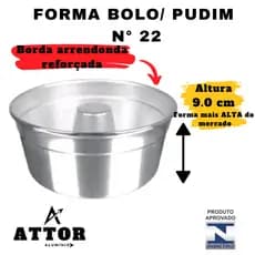 FORMA DE BOLO E PUDIM N22 ASSADEIRA REDONDA EM ALUMÍNIO COM BURACO NO CENTRO