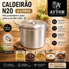 CALDEIRÃO HOTEL N20 6L COM TAMPA E ALÇA EM ALUMINIO CALDOS SOPAS CANJICA PAMONHA ARMAZENAR CARNE