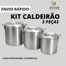 KIT CALDEIRÃO N18/N20/N22 ALUMINIO COM TAMPA DE ENCAIXE ARMAZENAR ALIMENTO BANHA DE PORCO INDUSTRIAL