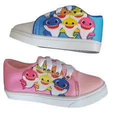 Tênis Infantil Bebê  Menina de velcro Baby Shark rosa Promoção Barato