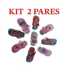 KIT 2 Chinelos Bebê Sandálias Baby Menino Menina Personagem Com Elastico