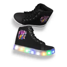 Tênis Bota Infantil Menina Desenho  Guerreira com Luz de LED Cano alto Confortável