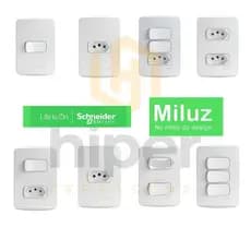 Conjunto Tomadas 10A/20A Interruptores Paralela/Simples Placa Cega Schneider miluz