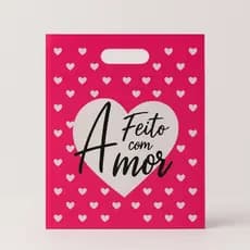 Sacola Plástica Com Frase Personalizada 16x20 20x30 30x40 40x50 50UN Boca de Palhaço Feito com Amor