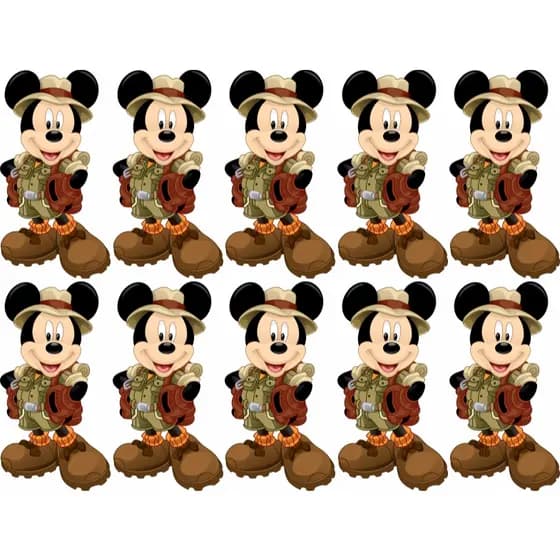 Aplique em mdf Safari Mickey 5cm