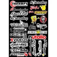 Cartela de Adesivo Tuning Country para Moto Capacete Garrafa De Tereré