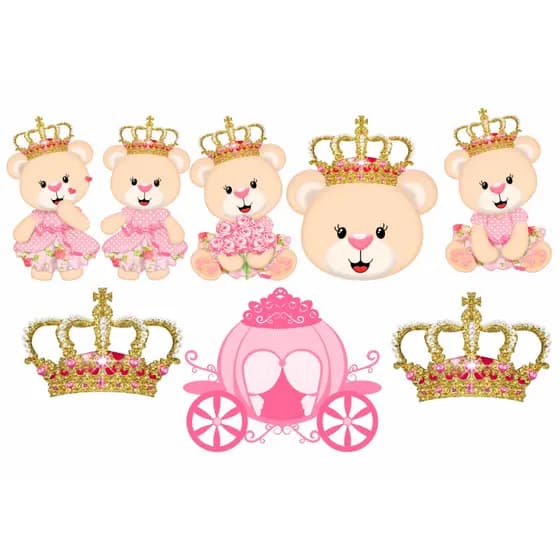 Aplique Decoração Ursinha Princesa