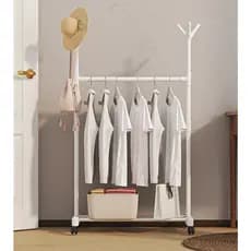 Arara de Roupas com Sapateira Cabideiro Rodinhas Quarto Closet  80X42X 145CM Lojas SZ017 CORES SORTIDAS