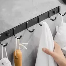 Gancho Suporte 6 Ganchos Adesivo Forte Sem Broca-Suporte Para Toalha E Roupas Montado Na Parede Banheiro Cozinha WL-2524