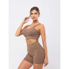 Conjunto Academia Poliamida Onça Feminino Treino Fitness