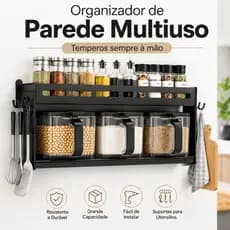 Organizador De Parede Cozinha Multiuso Pratico Elegante Condimentos Temperos Utensilios