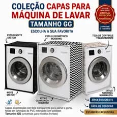 Capa de Máquina de Lavar Abertura Frontal com Zíper GG
