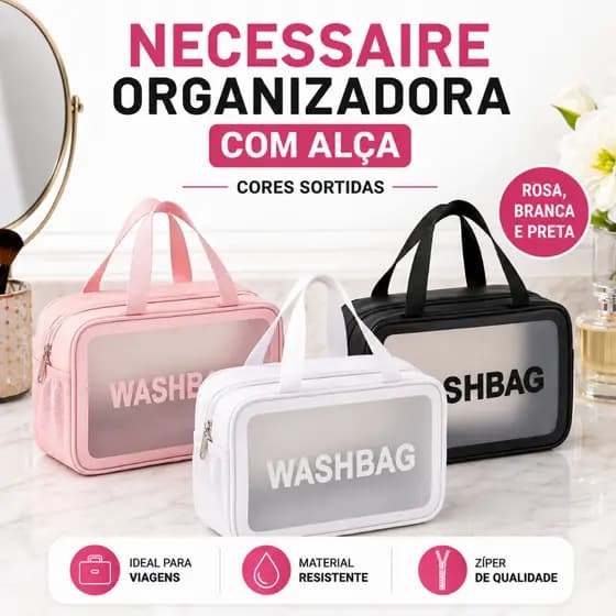 Necessaire Organizadora com Alça Bolsa Maquiagem Higiene Viagem Academia Sortida