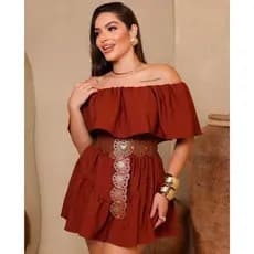 Macaquinho Feminino Vestido Ciganinha Soltinho Lançamento Primavera/Verão