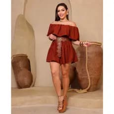 Vestido Macaquinho Estilo Boho Lançamento