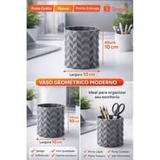 Vaso Decorativo Geométrico 10cm | Porta Lápis Porta Caneta Moderno Mesa Escritório Decoração