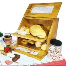 Caixa Pão Porta Pão ,  Bolo , Biscoito em madeira com portas e divisória bandeja móvel.