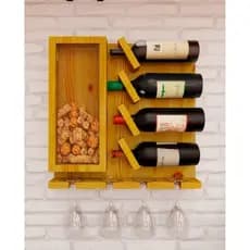 Adega de Vinho Rústica De Madeira Pinus com Porta Rolhas