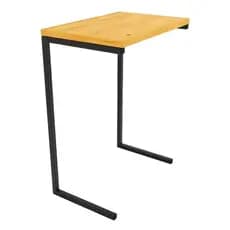 Mesa Lateral Apoio Sofá Aço e Madeira