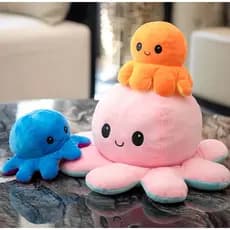 🔥promoção🔥Polvo Pelúcia do Humor Bipolar Bravo e Feliz Brinquedo Reversível diversas 20CM