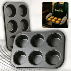 Forma Cupcake Antiaderente Assadeira Mini Bolo 6 Cavidades