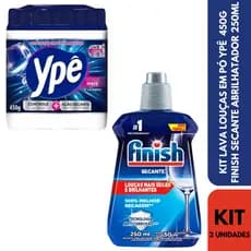 Kit Lava Louças Ypê 450g Detergente em Pó + Finish Secante Abrilhantador 250ml