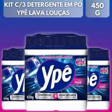 KIT 3 Ypê Detergente Em Pó Para Maquina De Lava Louças Com Secante Sabão Kit C/3 450g