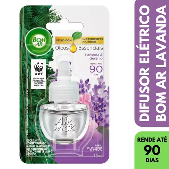 Bom Ar Refil Difusor Elétrico Lavanda & Gerânio Aromas Aromarizante 16ml