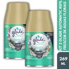 KIT 2 Refil Glade Automatic Spray Aromatizante De Ambientes Frescor De Águas Florais Odorizador 269ml