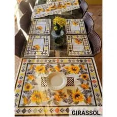 Jogo De Cozinha Americano 6 Peças Para 4 Pessoas Com Bainha Toalha de Mesa Posta