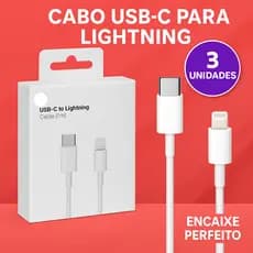 kit com 3 Cabos Para IPhone Turbo De Máxima Resistencia