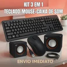 Kit Teclado + Mouse + Caixa De Som Para Computador Notebook Qualidade Resistencia usb Teclas macias