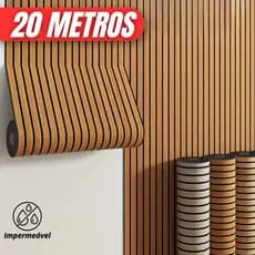 Papel Parede Ripado 5, 10, 15 ou 20 Metros Madeira Autoadesivo Antimofo Quarto, sala, Cozinha