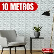 Papel de Parede Autoadesivo 5m 10 Metros 3D Cinza e Branco Geometric Lavável Fácil de Aplicar Antim